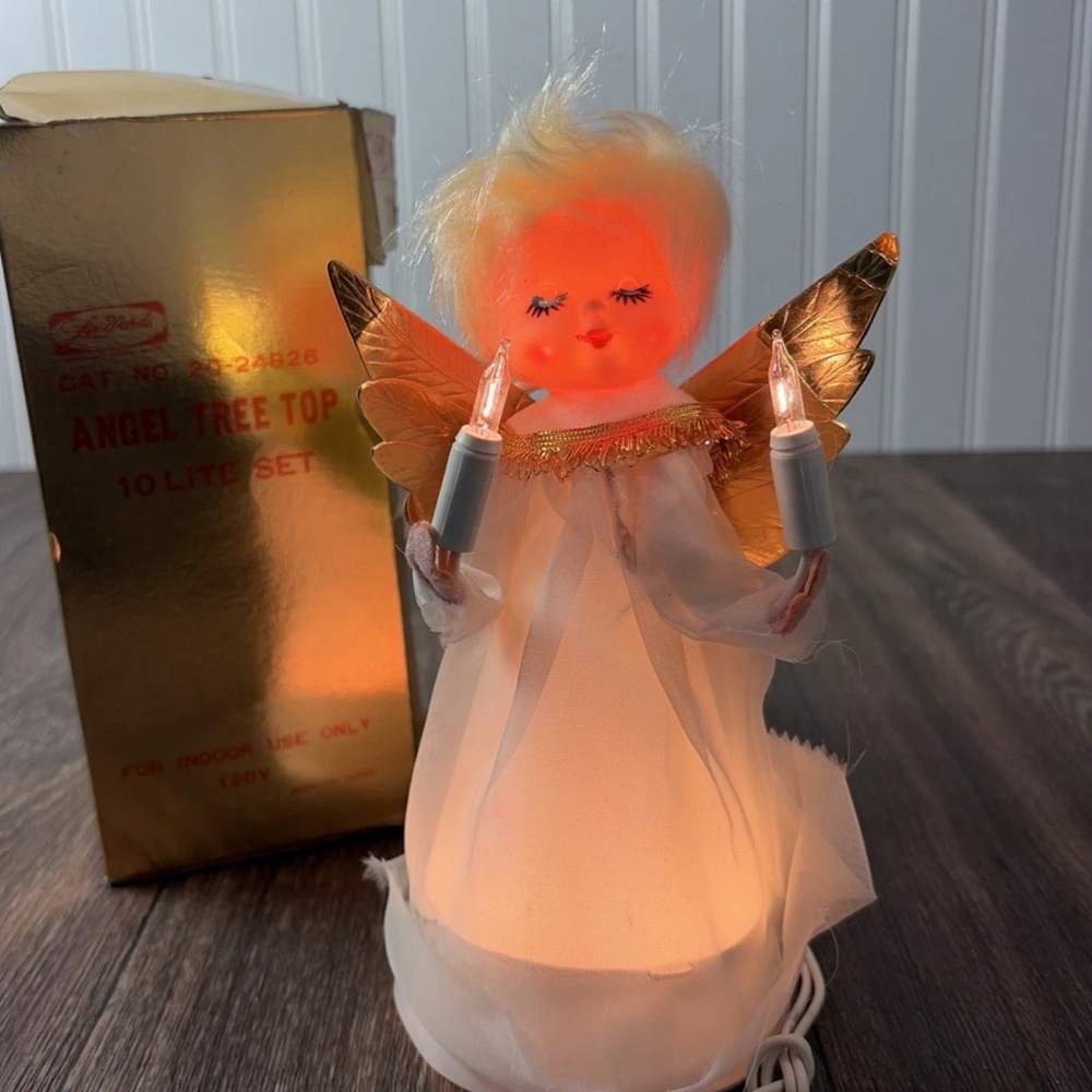 Vintage Lee Wards Angel 10 Lite Tree Topper MCM Christmas Approx 8” Japan 120V